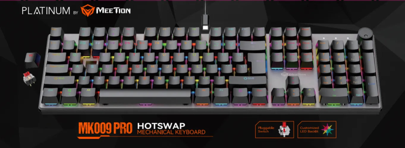 Platinum MT-MK009Pro-W-UAR-PLAT Mechanical Gaming Keyboard – RGB Backlit, Hot-Swappable, Full Size Platinum MT-MK009Pro-W-UAR-PLAT Mechanical Gaming Keyboard – RGB Backlit, Hot-Swappable, Full Size